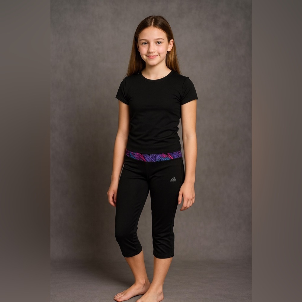 Adidas girls youth cropped leggings XL extra large 16 climalite NEW NWT